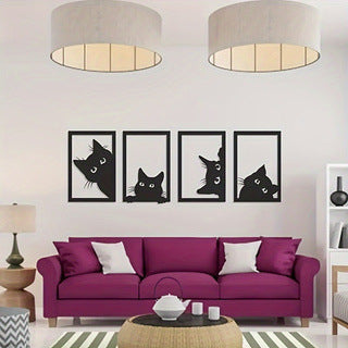 Black Cat Metal Wall Art Decoration Suit - Thriver Trend