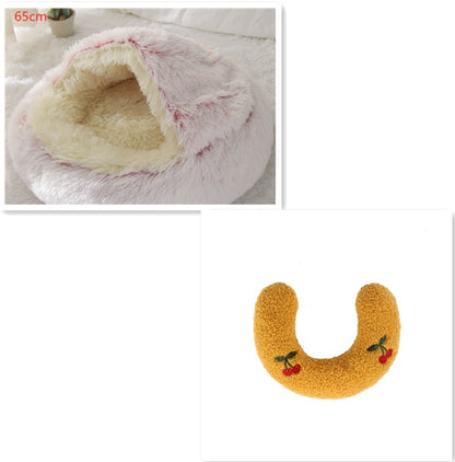 2 In 1 Dog And Cat Bed Pet Winter Bed Round Plush Warm Bed House Soft Long Plush Pets Bed Pet Products - Thriver Trend