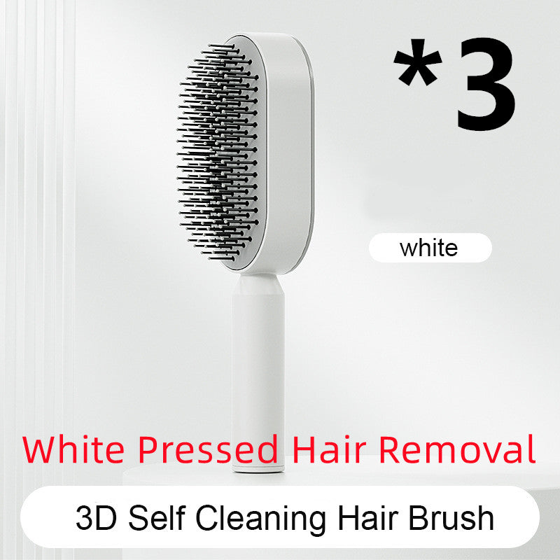 Self Cleaning Hair Brush For Women One-key Cleaning Hair Loss Airbag Massage Scalp Comb Anti-Static Hairbrush - Thriver Trend