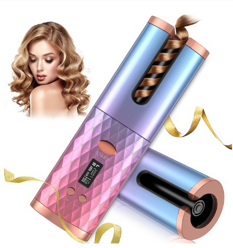 Rechargeable Automatic Hair Curler Women Portable Hair Curling Iron LCD Display Ceramic Curly Rotating Curling Wave Styer - Thriver Trend
