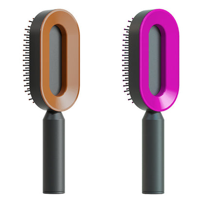 Self Cleaning Hair Brush For Women One-key Cleaning Hair Loss Airbag Massage Scalp Comb Anti-Static Hairbrush - Thriver Trend