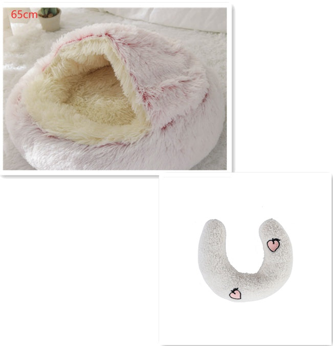 2 In 1 Dog And Cat Bed Pet Winter Bed Round Plush Warm Bed House Soft Long Plush Pets Bed Pet Products - Thriver Trend