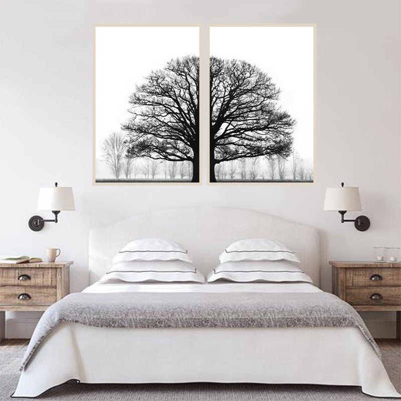 Black And White Winter Trees Modern Sofa Background Wall Decorative Painting - Thriver Trend