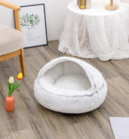 2 In 1 Dog And Cat Bed Pet Winter Bed Round Plush Warm Bed House Soft Long Plush Pets Bed Pet Products - Thriver Trend