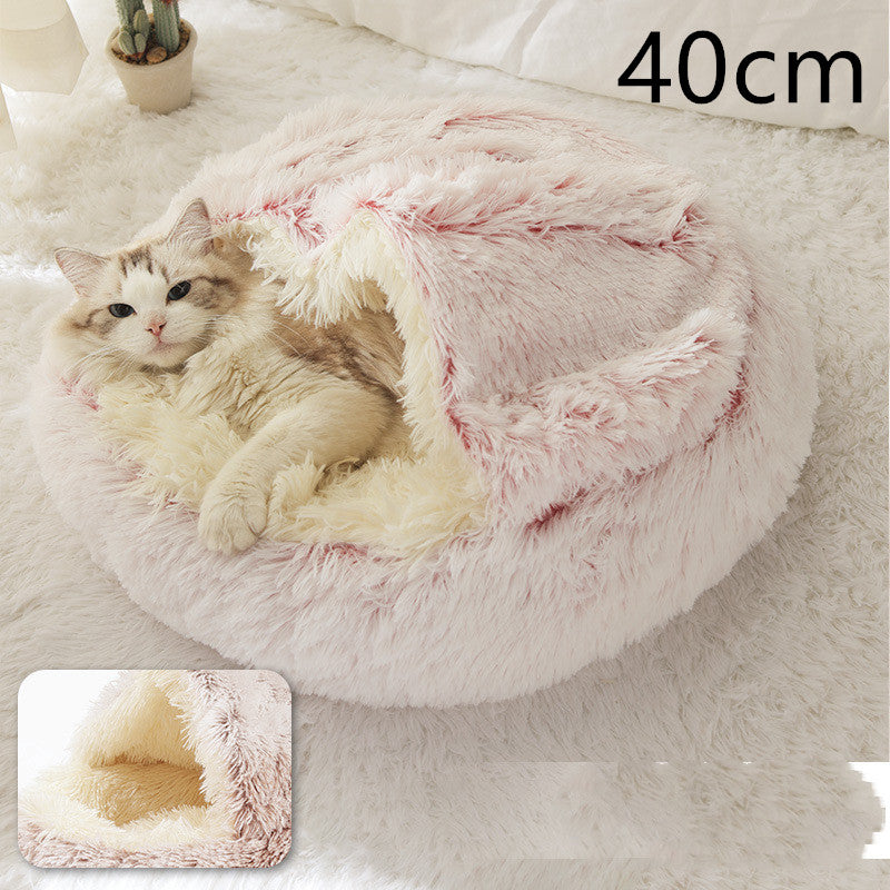 2 In 1 Dog And Cat Bed Pet Winter Bed Round Plush Warm Bed House Soft Long Plush Pets Bed Pet Products - Thriver Trend