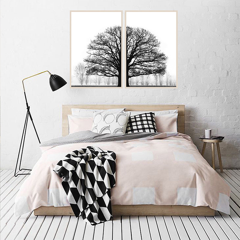 Black And White Winter Trees Modern Sofa Background Wall Decorative Painting - Thriver Trend