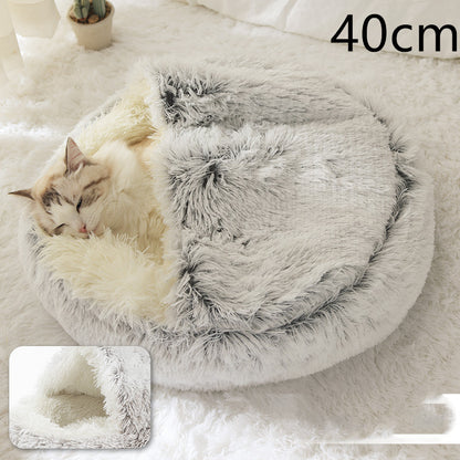 2 In 1 Dog And Cat Bed Pet Winter Bed Round Plush Warm Bed House Soft Long Plush Pets Bed Pet Products - Thriver Trend