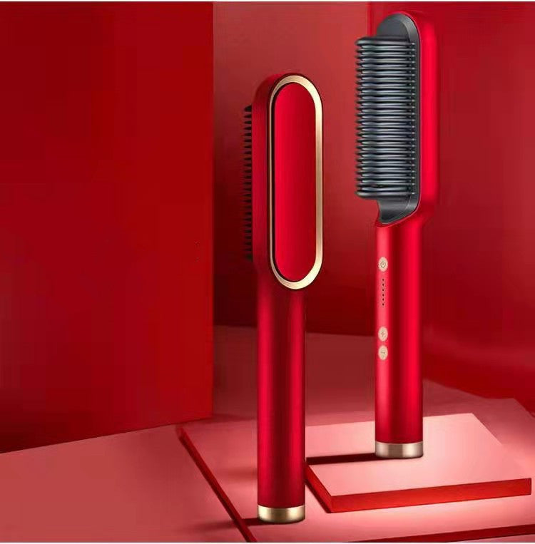 New 2 In 1 Hair Straightener Hot Comb Negative Ion Curling Tong Dual-purpose Electric Hair Brush - Thriver Trend