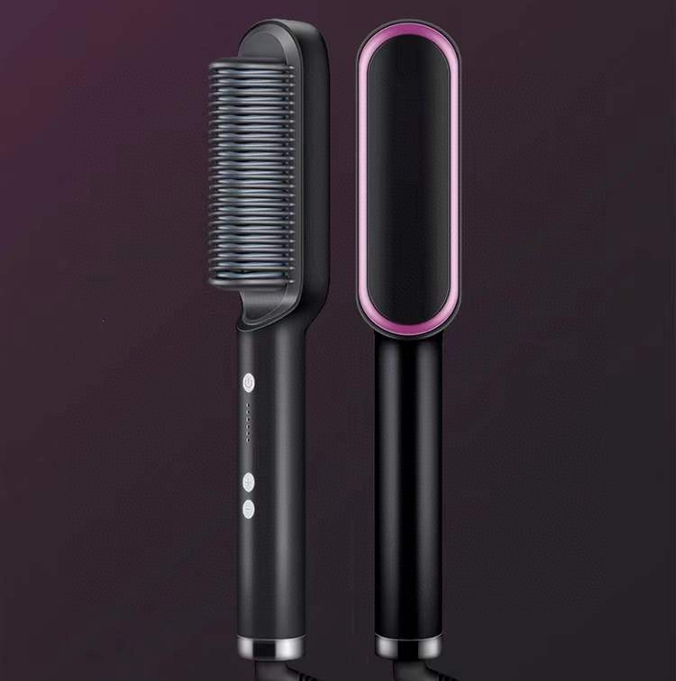 New 2 In 1 Hair Straightener Hot Comb Negative Ion Curling Tong Dual-purpose Electric Hair Brush - Thriver Trend