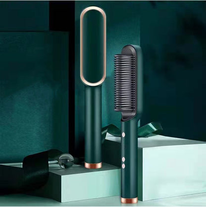 New 2 In 1 Hair Straightener Hot Comb Negative Ion Curling Tong Dual-purpose Electric Hair Brush - Thriver Trend