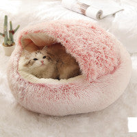 2 In 1 Dog And Cat Bed Pet Winter Bed Round Plush Warm Bed House Soft Long Plush Pets Bed Pet Products - Thriver Trend