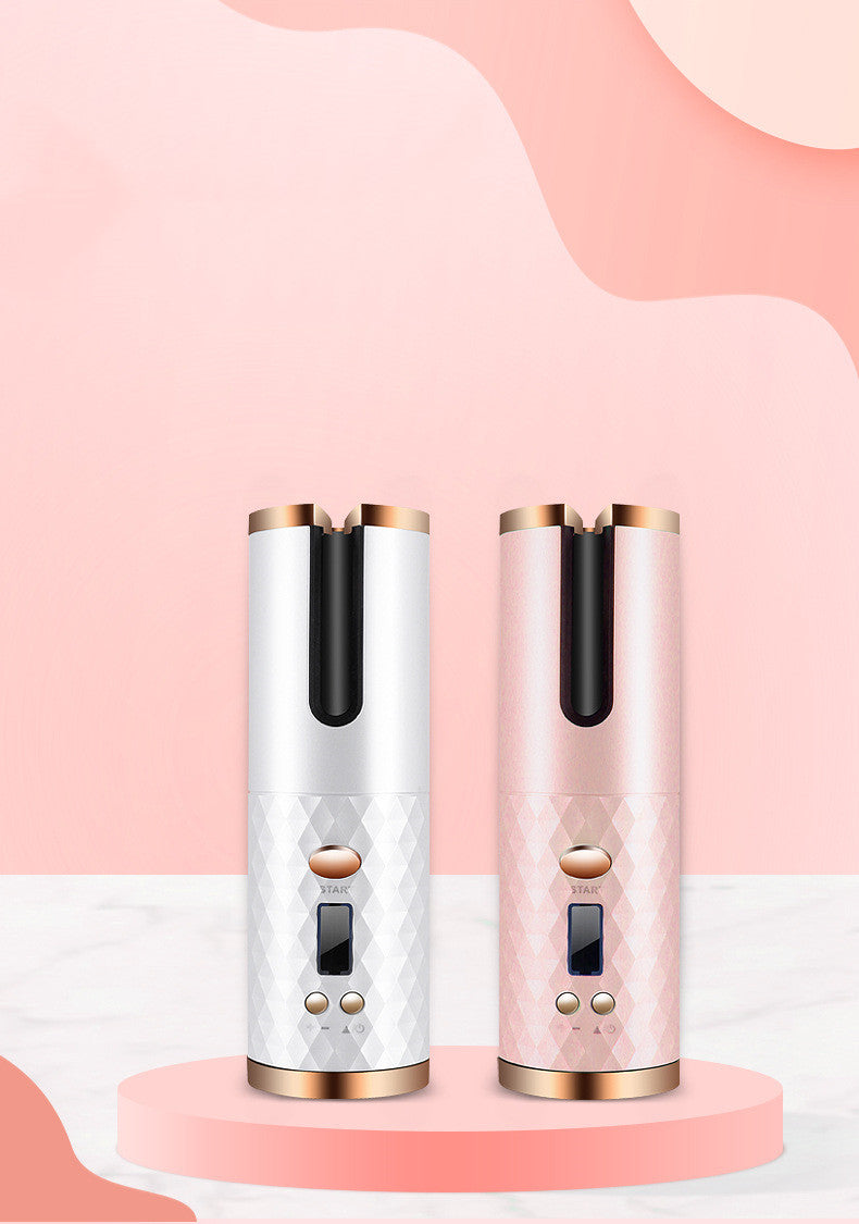 Rechargeable Automatic Hair Curler Women Portable Hair Curling Iron LCD Display Ceramic Curly Rotating Curling Wave Styer - Thriver Trend