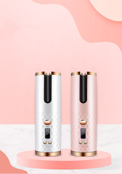 Rechargeable Automatic Hair Curler Women Portable Hair Curling Iron LCD Display Ceramic Curly Rotating Curling Wave Styer - Thriver Trend