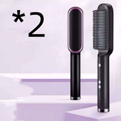 New 2 In 1 Hair Straightener Hot Comb Negative Ion Curling Tong Dual-purpose Electric Hair Brush - Thriver Trend