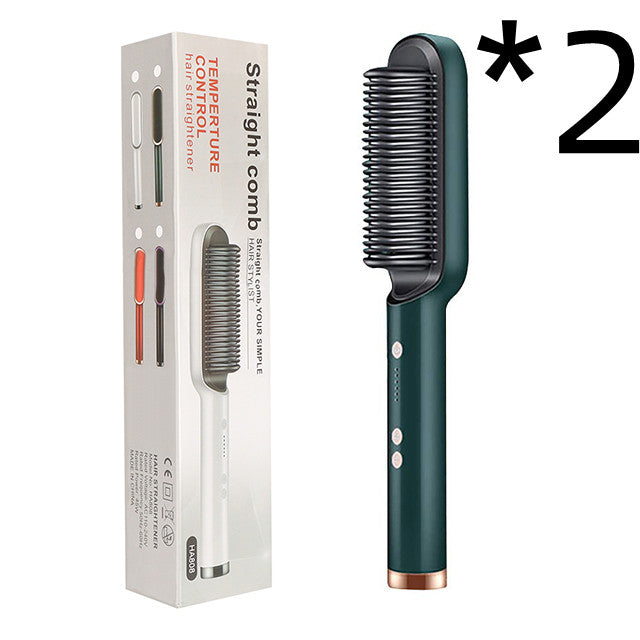 New 2 In 1 Hair Straightener Hot Comb Negative Ion Curling Tong Dual-purpose Electric Hair Brush - Thriver Trend