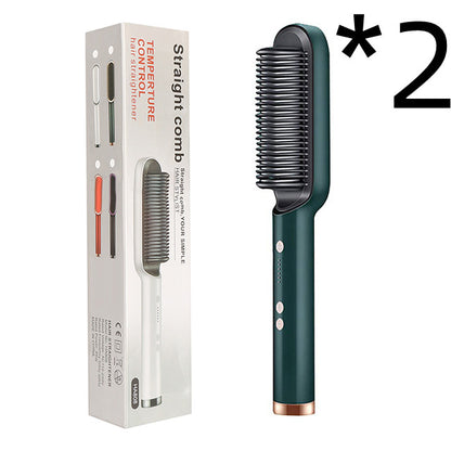 New 2 In 1 Hair Straightener Hot Comb Negative Ion Curling Tong Dual-purpose Electric Hair Brush - Thriver Trend