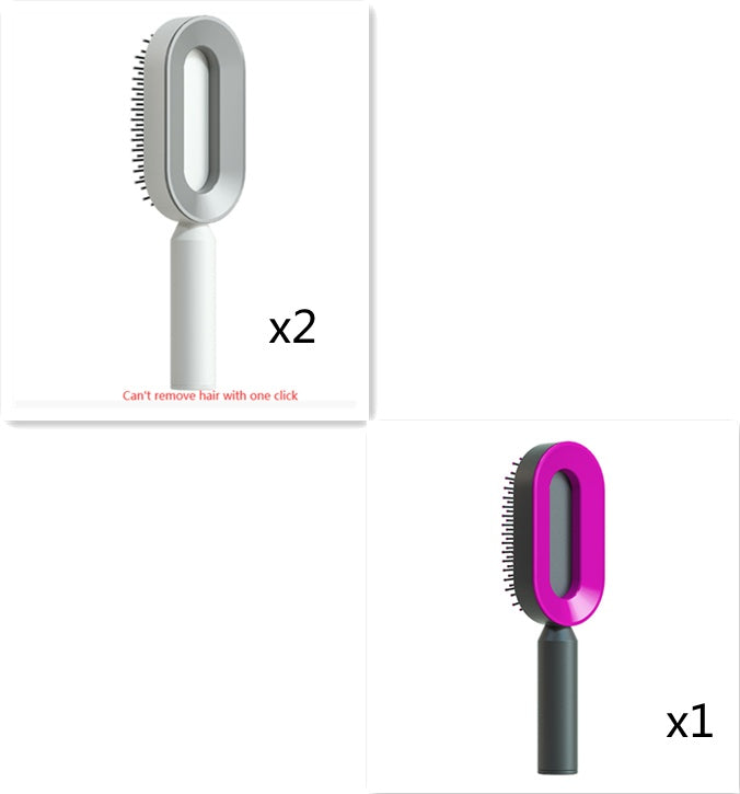 Self Cleaning Hair Brush For Women One-key Cleaning Hair Loss Airbag Massage Scalp Comb Anti-Static Hairbrush - Thriver Trend