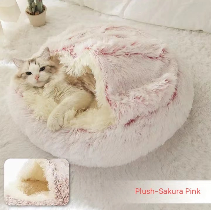 2 In 1 Dog And Cat Bed Pet Winter Bed Round Plush Warm Bed House Soft Long Plush Pets Bed Pet Products - Thriver Trend