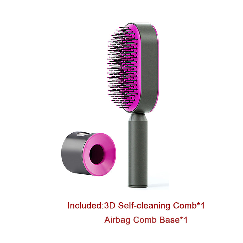 Self Cleaning Hair Brush For Women One-key Cleaning Hair Loss Airbag Massage Scalp Comb Anti-Static Hairbrush - Thriver Trend