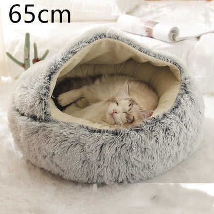 2 In 1 Dog And Cat Bed Pet Winter Bed Round Plush Warm Bed House Soft Long Plush Pets Bed Pet Products - Thriver Trend