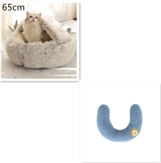2 In 1 Dog And Cat Bed Pet Winter Bed Round Plush Warm Bed House Soft Long Plush Pets Bed Pet Products - Thriver Trend