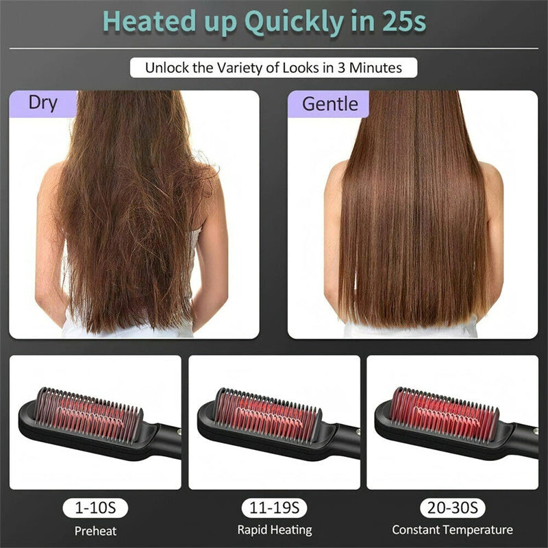 New 2 In 1 Hair Straightener Hot Comb Negative Ion Curling Tong Dual-purpose Electric Hair Brush - Thriver Trend