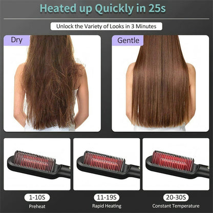 New 2 In 1 Hair Straightener Hot Comb Negative Ion Curling Tong Dual-purpose Electric Hair Brush - Thriver Trend