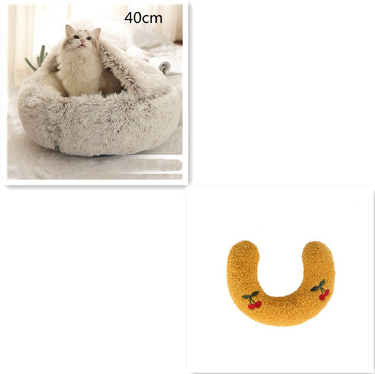 2 In 1 Dog And Cat Bed Pet Winter Bed Round Plush Warm Bed House Soft Long Plush Pets Bed Pet Products - Thriver Trend