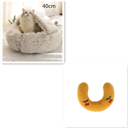 2 In 1 Dog And Cat Bed Pet Winter Bed Round Plush Warm Bed House Soft Long Plush Pets Bed Pet Products - Thriver Trend