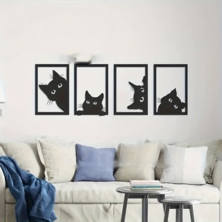 Black Cat Metal Wall Art Decoration Suit - Thriver Trend