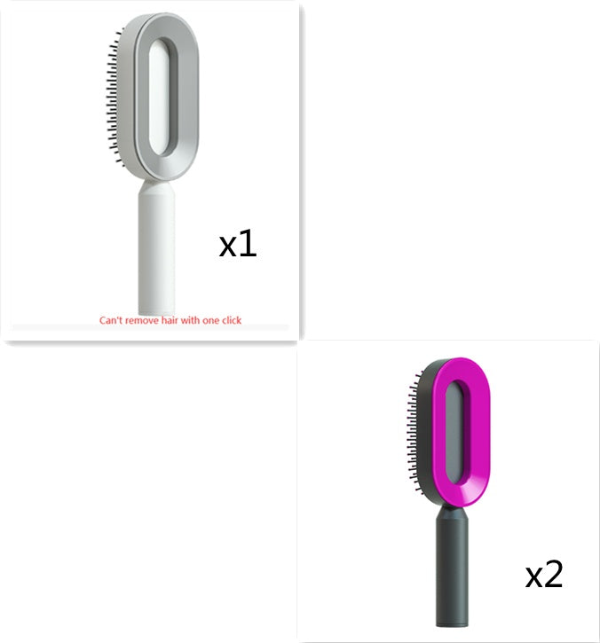 Self Cleaning Hair Brush For Women One-key Cleaning Hair Loss Airbag Massage Scalp Comb Anti-Static Hairbrush - Thriver Trend