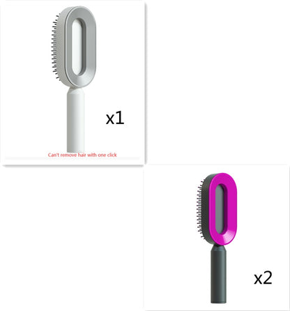 Self Cleaning Hair Brush For Women One-key Cleaning Hair Loss Airbag Massage Scalp Comb Anti-Static Hairbrush - Thriver Trend