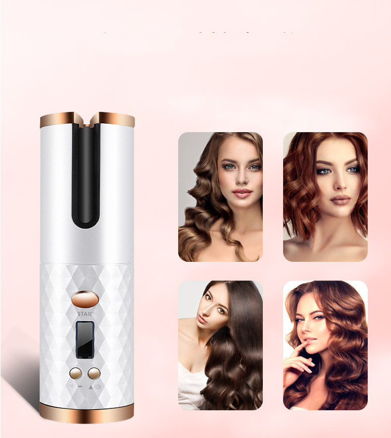Rechargeable Automatic Hair Curler Women Portable Hair Curling Iron LCD Display Ceramic Curly Rotating Curling Wave Styer - Thriver Trend