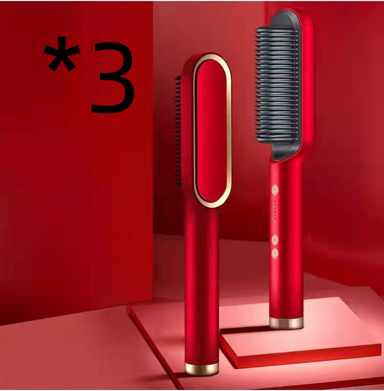 New 2 In 1 Hair Straightener Hot Comb Negative Ion Curling Tong Dual-purpose Electric Hair Brush - Thriver Trend