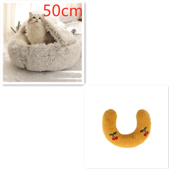 2 In 1 Dog And Cat Bed Pet Winter Bed Round Plush Warm Bed House Soft Long Plush Pets Bed Pet Products - Thriver Trend