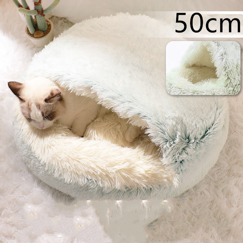 2 In 1 Dog And Cat Bed Pet Winter Bed Round Plush Warm Bed House Soft Long Plush Pets Bed Pet Products - Thriver Trend