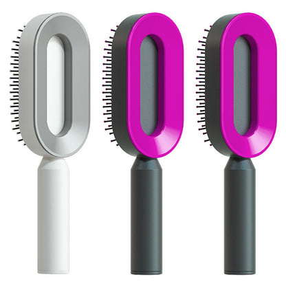 Self Cleaning Hair Brush For Women One-key Cleaning Hair Loss Airbag Massage Scalp Comb Anti-Static Hairbrush - Thriver Trend