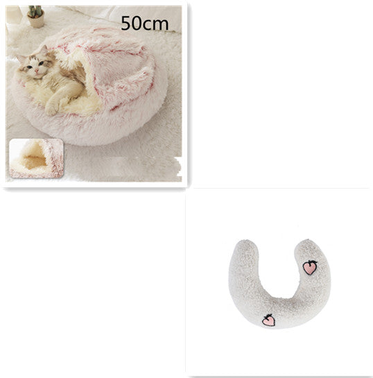 2 In 1 Dog And Cat Bed Pet Winter Bed Round Plush Warm Bed House Soft Long Plush Pets Bed Pet Products - Thriver Trend