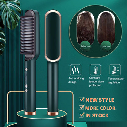 New 2 In 1 Hair Straightener Hot Comb Negative Ion Curling Tong Dual-purpose Electric Hair Brush - Thriver Trend