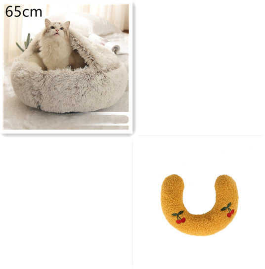 2 In 1 Dog And Cat Bed Pet Winter Bed Round Plush Warm Bed House Soft Long Plush Pets Bed Pet Products - Thriver Trend
