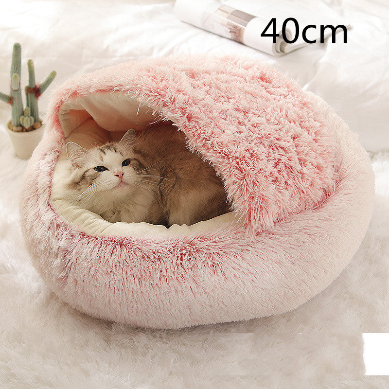2 In 1 Dog And Cat Bed Pet Winter Bed Round Plush Warm Bed House Soft Long Plush Pets Bed Pet Products - Thriver Trend