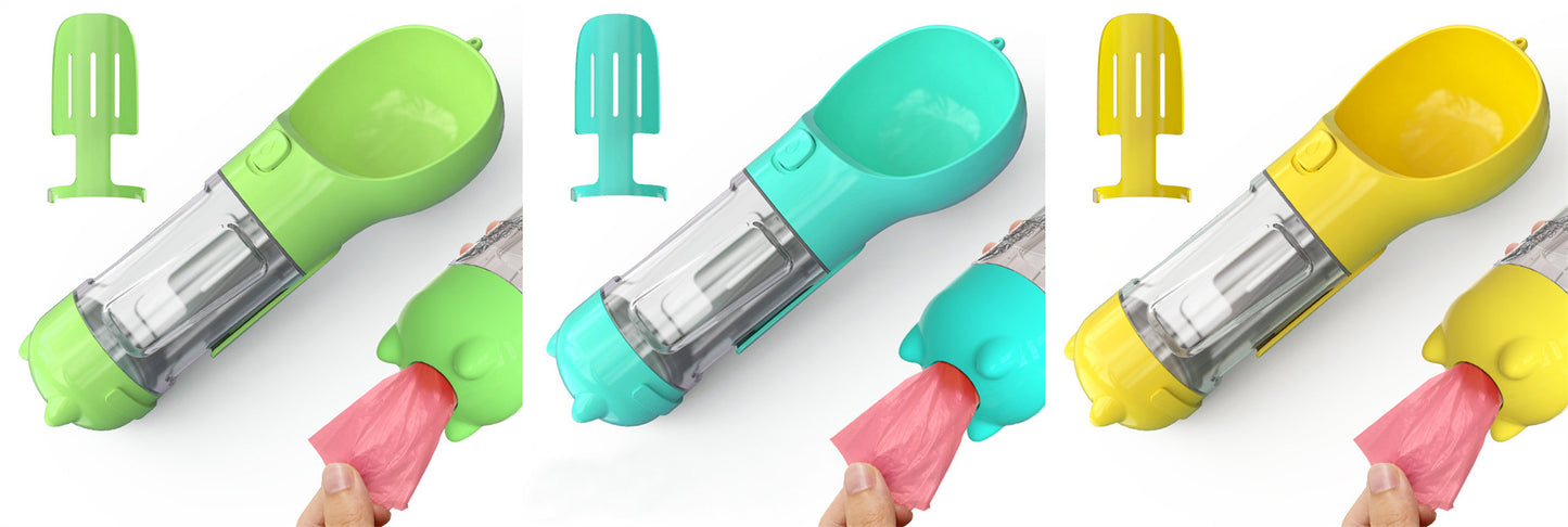 Pet Water Bottle Feeder Bowl Garbage Bag Storage Portable Pet Outdoor Travel 3 In 1 Dog Water Bottle - Thriver Trend