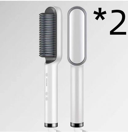 New 2 In 1 Hair Straightener Hot Comb Negative Ion Curling Tong Dual-purpose Electric Hair Brush - Thriver Trend