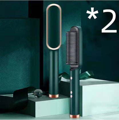 New 2 In 1 Hair Straightener Hot Comb Negative Ion Curling Tong Dual-purpose Electric Hair Brush - Thriver Trend