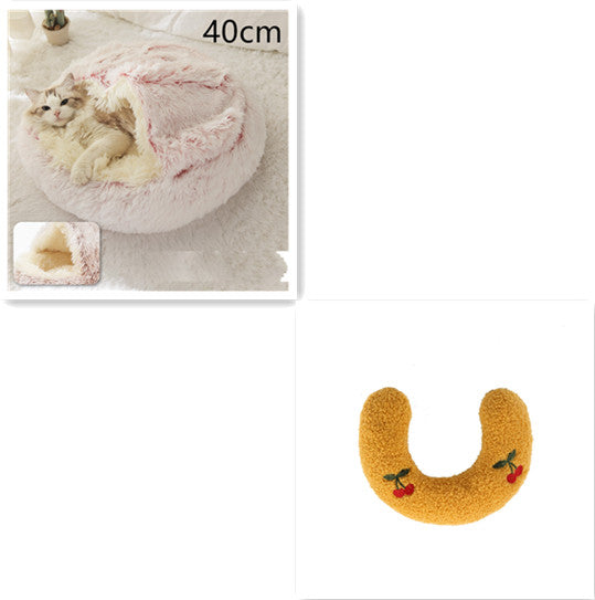 2 In 1 Dog And Cat Bed Pet Winter Bed Round Plush Warm Bed House Soft Long Plush Pets Bed Pet Products - Thriver Trend