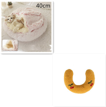 2 In 1 Dog And Cat Bed Pet Winter Bed Round Plush Warm Bed House Soft Long Plush Pets Bed Pet Products - Thriver Trend