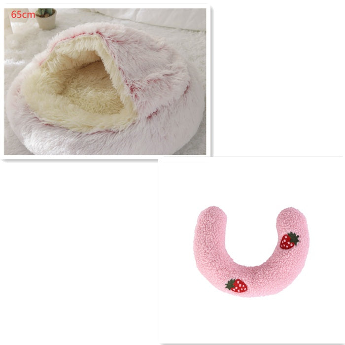 2 In 1 Dog And Cat Bed Pet Winter Bed Round Plush Warm Bed House Soft Long Plush Pets Bed Pet Products - Thriver Trend