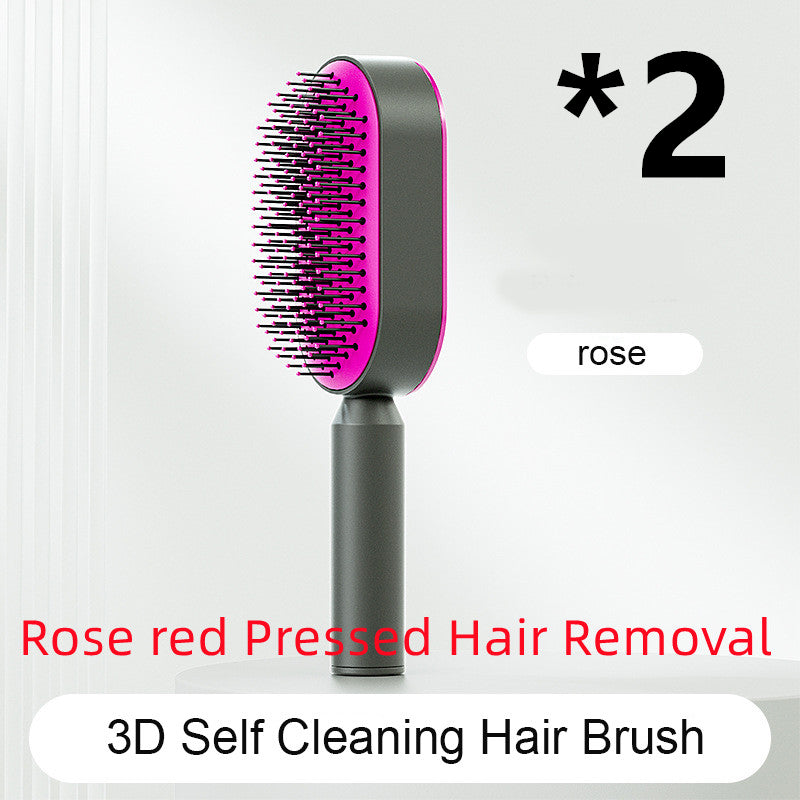 Self Cleaning Hair Brush For Women One-key Cleaning Hair Loss Airbag Massage Scalp Comb Anti-Static Hairbrush - Thriver Trend