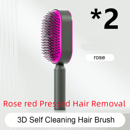 Self Cleaning Hair Brush For Women One-key Cleaning Hair Loss Airbag Massage Scalp Comb Anti-Static Hairbrush - Thriver Trend
