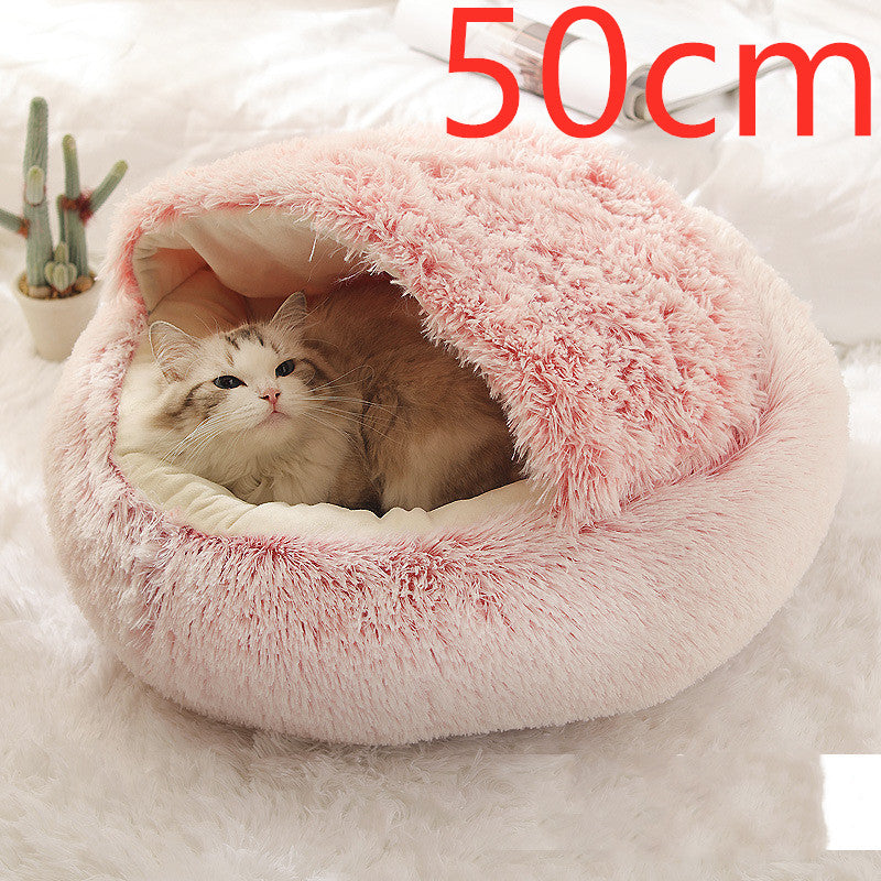 2 In 1 Dog And Cat Bed Pet Winter Bed Round Plush Warm Bed House Soft Long Plush Pets Bed Pet Products - Thriver Trend